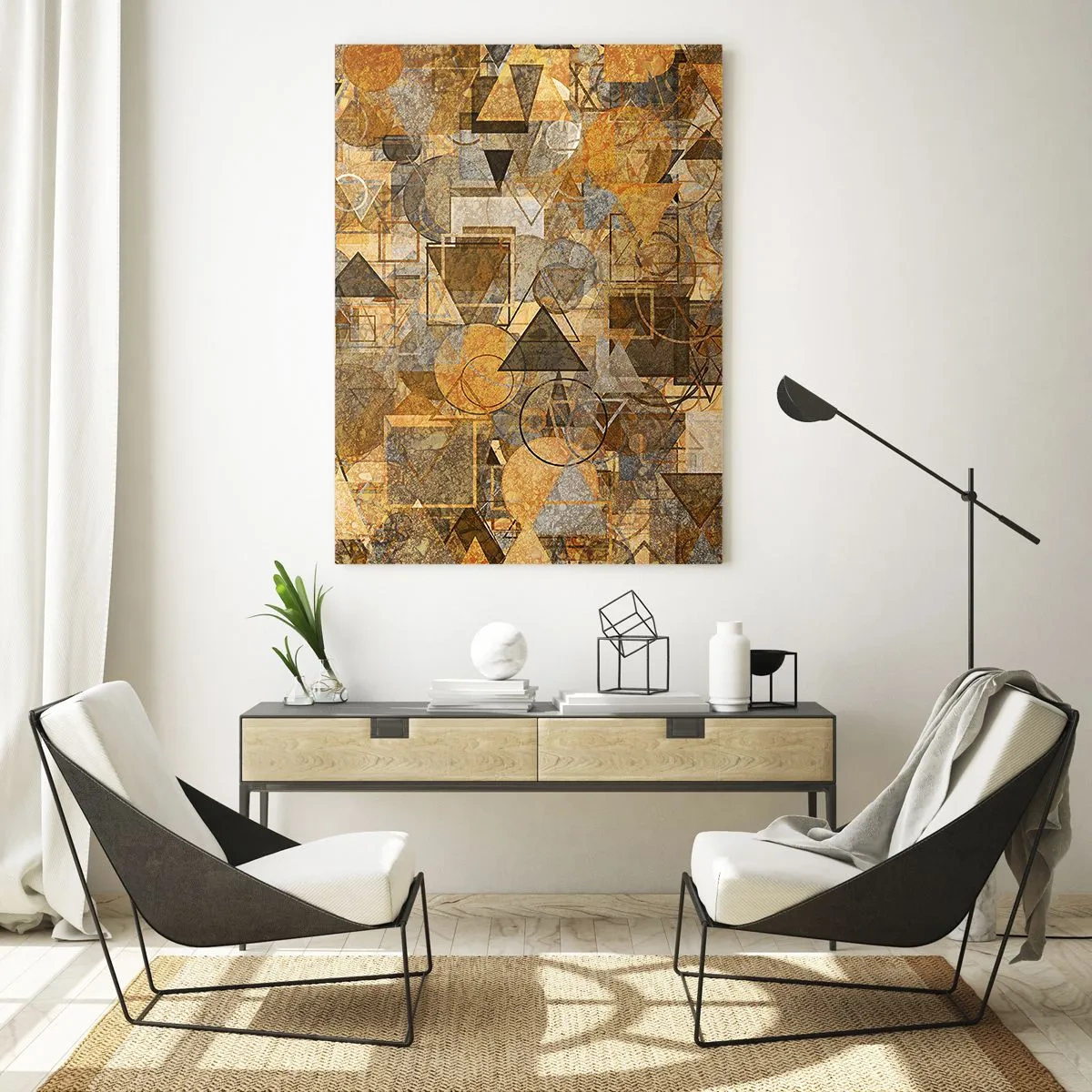 Glastavla - Bild på glas - Värld infattad i form - 50x70 cm