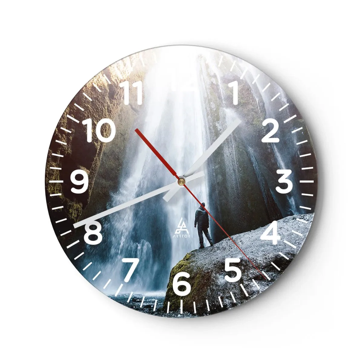 Väggklocka - Klocka på glas - Proportioner återställs - 40x40 cm