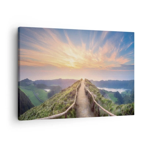 Canvastavla - Bild på duk - En pittoresk stig på en kulle med utsikt över solnedgången - 70x50cm - Nära himlen - Modern väggdekoration för vardagsrum och sovrum ARTTOR