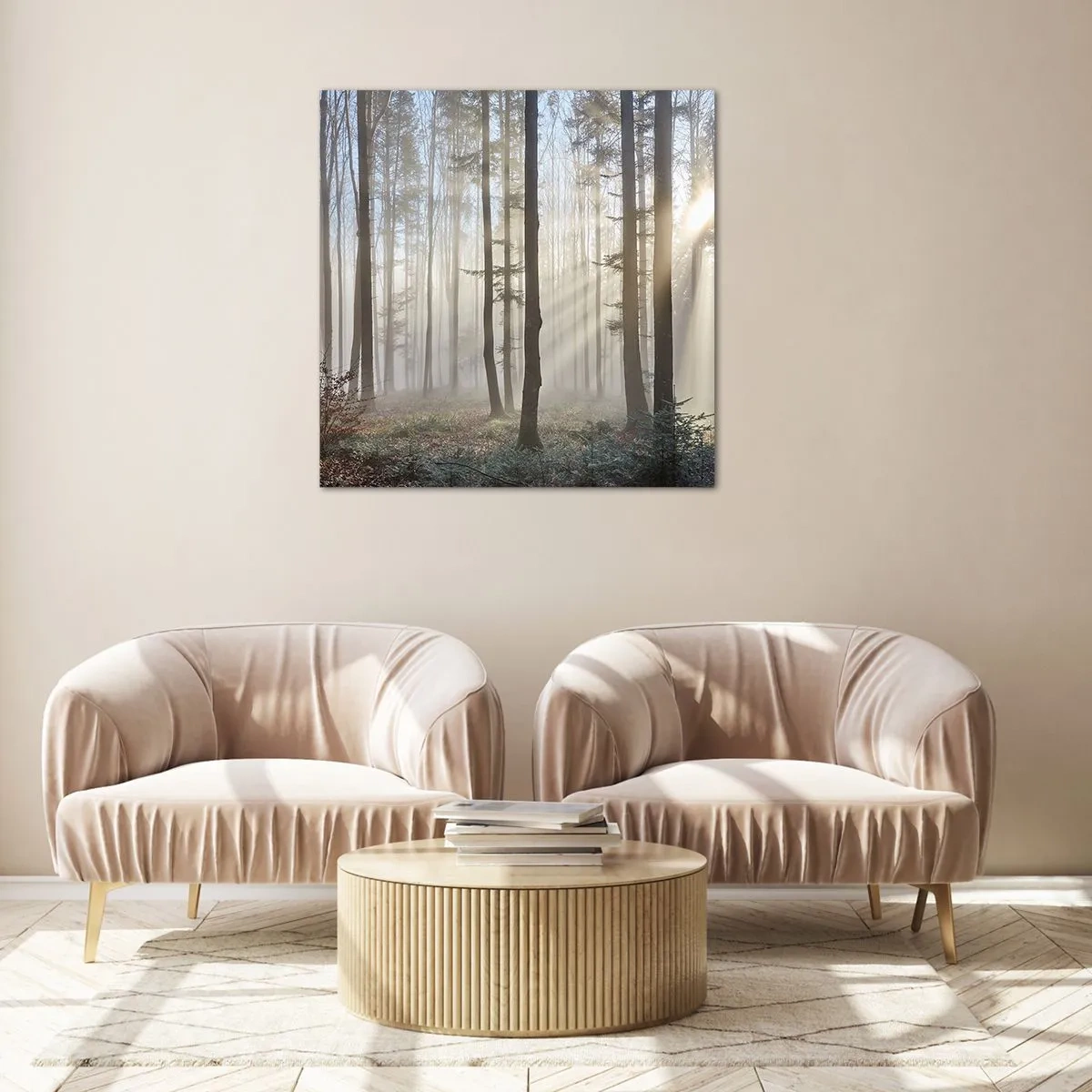 Glastavla - Bild på glas - Dimman är också vaken - 70x70 cm