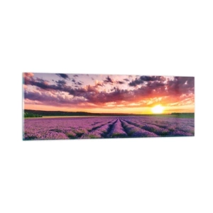 Glastavla - Bild på glas - Lavandelvärld - 90x30 cm