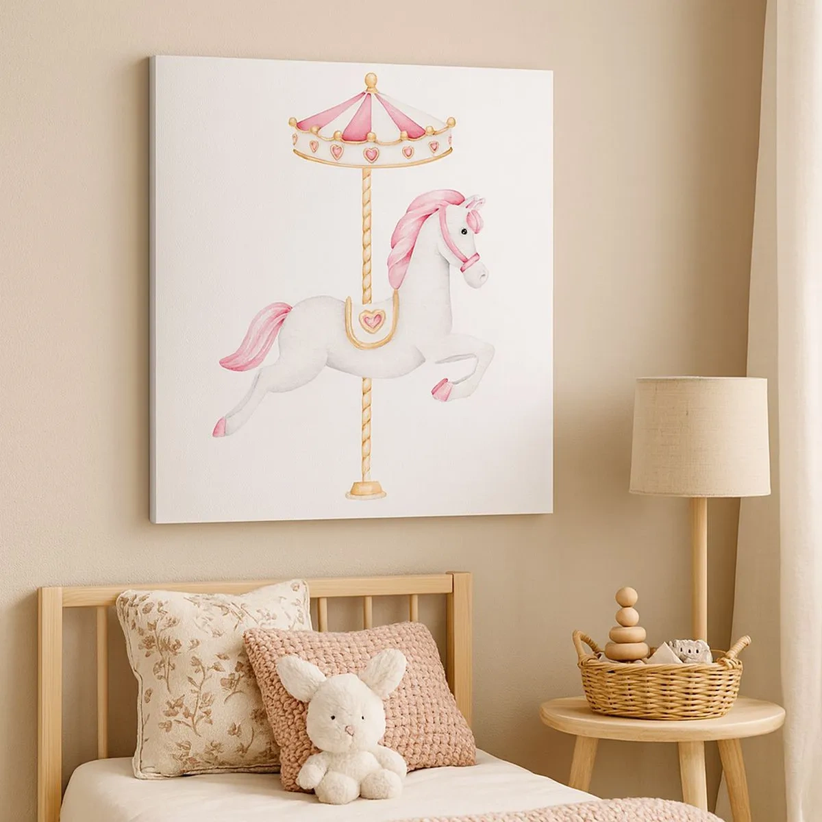 Canvastavla - Bild på duk - Han gav sig iväg med en hov - 30x30 cm