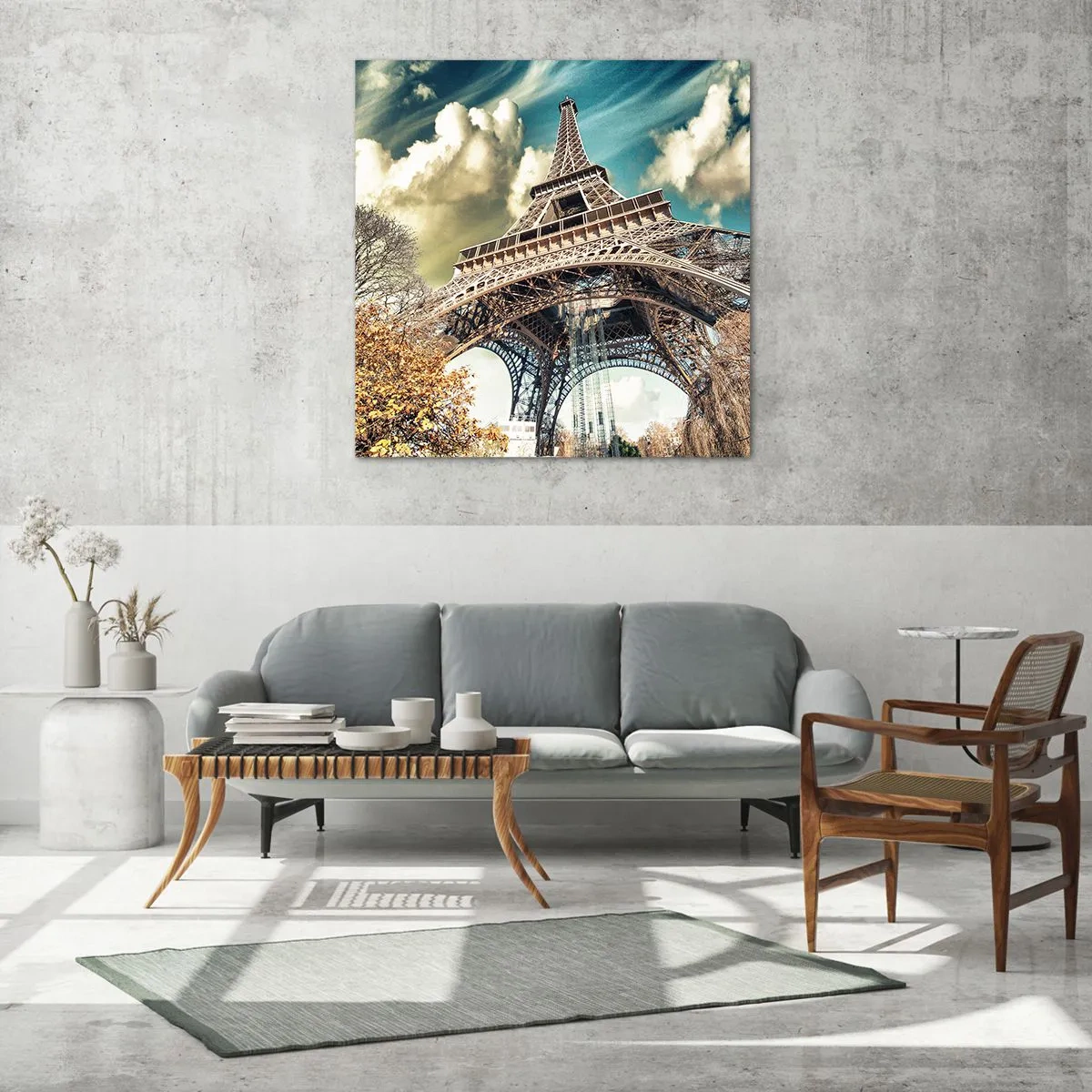 Glastavla - Bild på glas - Och på hösten i Paris... - 60x60 cm
