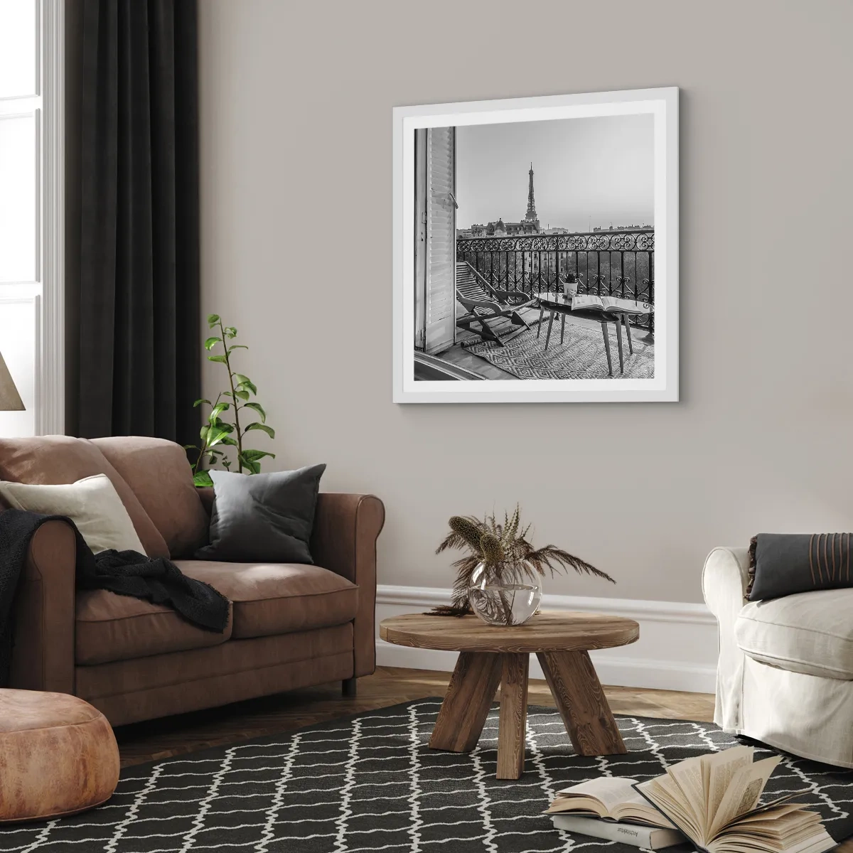 Affisch i vit ram - En eftermiddag i Paris - 50x50 cm