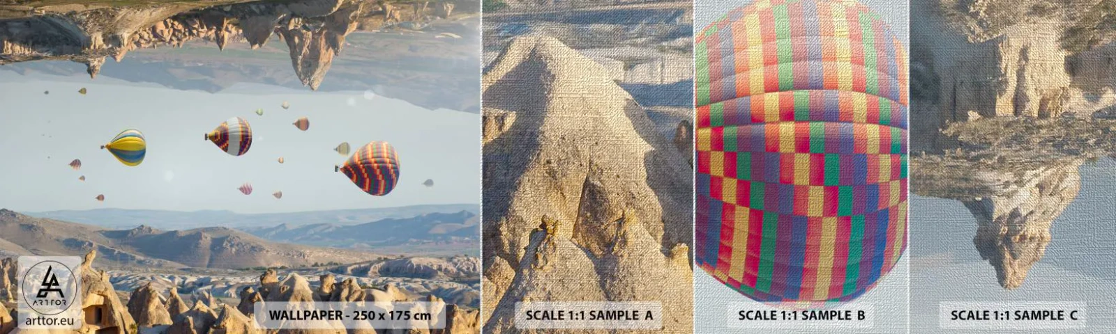 Provbit av fototapet Premium Canvas - Här är allt möjligt - Abstraktion, Ballonger, Landskap - 100x30 cm