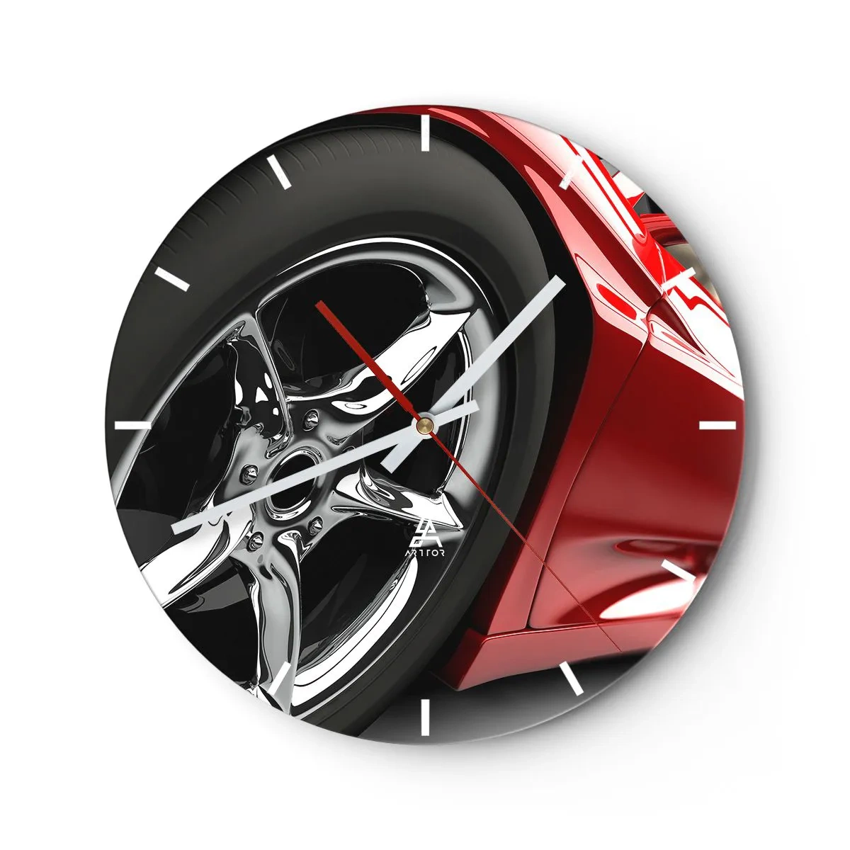 Väggklocka - Klocka på glas - Skapad att vara snabb - 40x40 cm