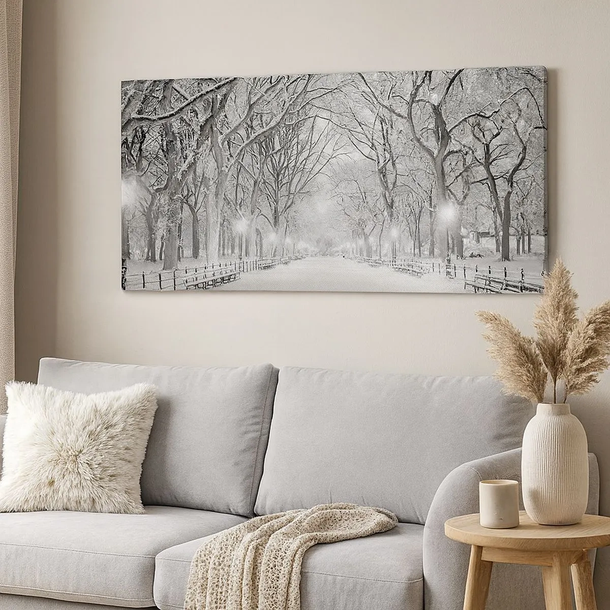 Canvastavla - Bild på duk - De fyra årstiderna - vinter - 100x40 cm