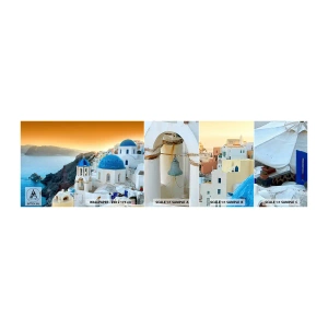 Fototapet Prov Standard Eco - Santorini - inbäddat i berg - Landskap, Grekland, Santorini - 100x30 cm