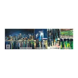 Fototapet Prov Standard Eco - Ljuskaskad - Stad, Arkitektur, Flod - 100x30 cm