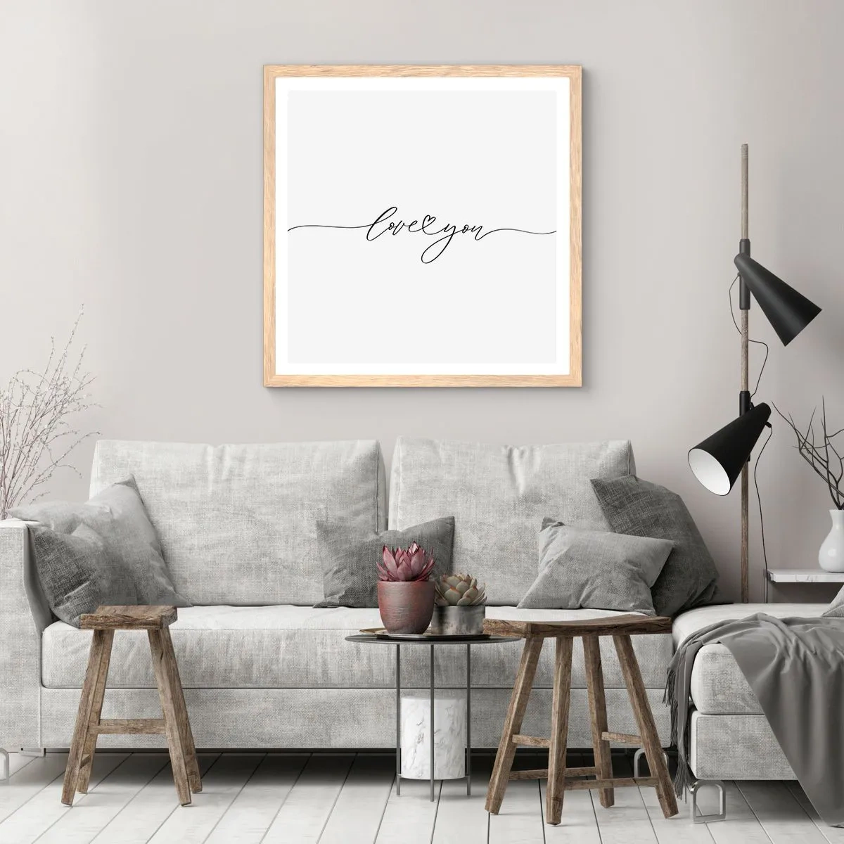 Affisch i ram av ljusek - Svart på vitt - 60x60 cm