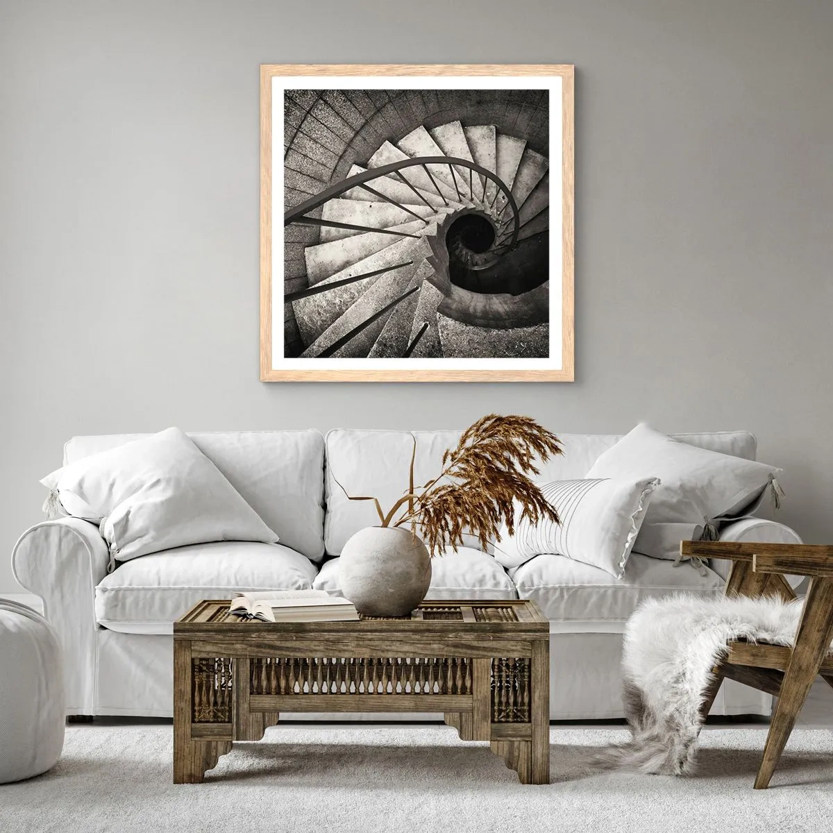 Affisch i ram av ljusek - Uppför trappan, nedför trappan - 50x50 cm