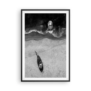 Affisch i svart ram - Fortfarande på stranden... - 61x91 cm
