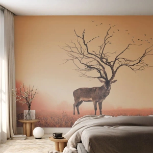 Självhäftande Fototapet Deluxe Sticker - Urhjort - skogens eviga ande - Abstraktion, Rådjur, Natur - 100x70 cm