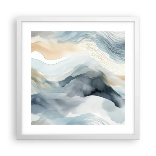 Affisch i vit ram - Snöig och dimmig abstraktion - 40x40 cm