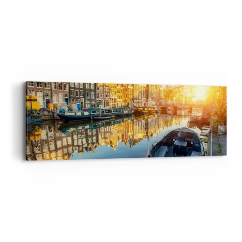 Canvastavla - Bild på duk - En morgon i Amsterdam - 90x30 cm
