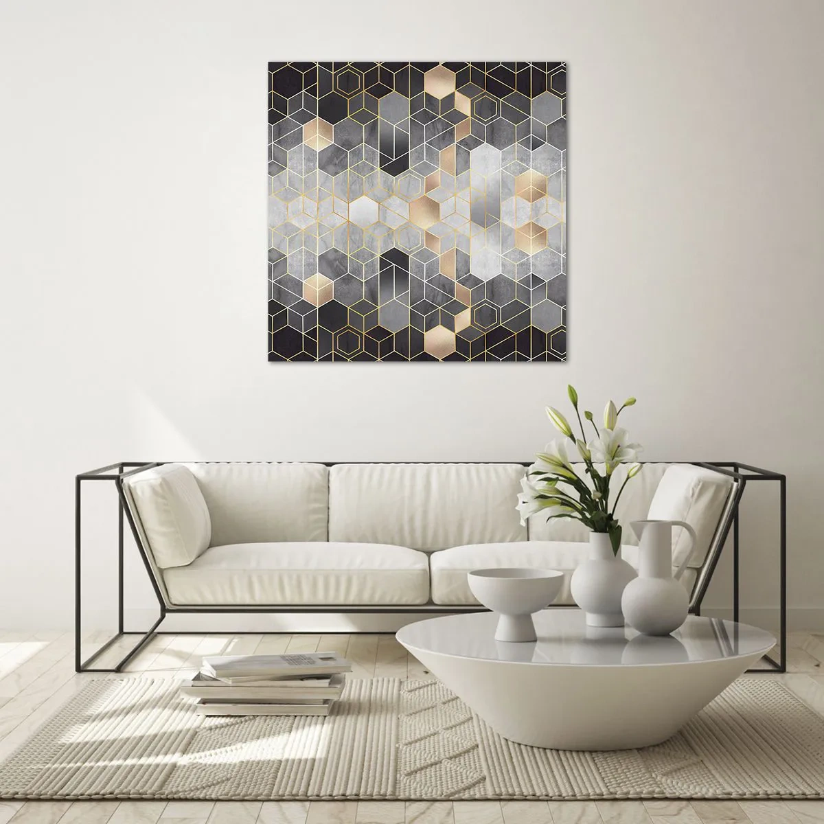 Glastavla - Bild på glas - Diamantkomposition - 70x70 cm