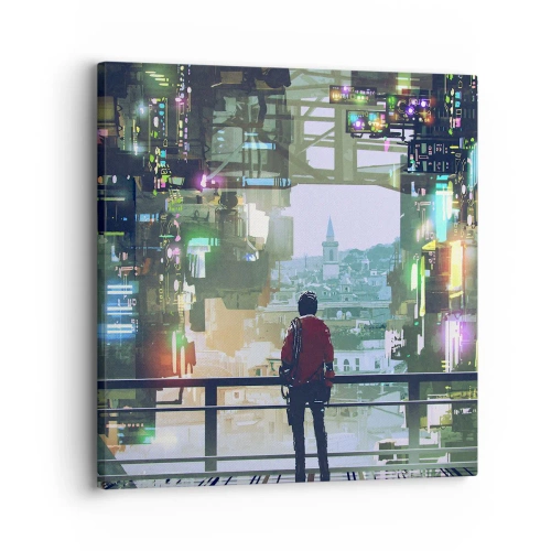 Canvastavla - Bild på duk - Två världar - 30x30 cm