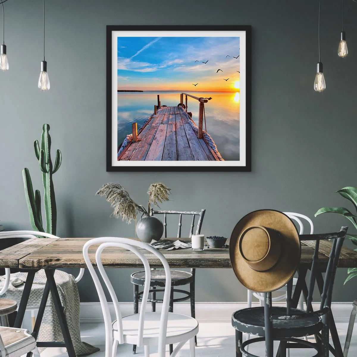 Affisch i svart ram - Gå mot solen - 40x40 cm