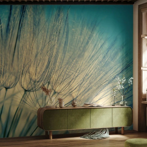 Fototapet Premium Canvas - I väntan på vinden - Maskros, Äng, Natur - 400x280 cm