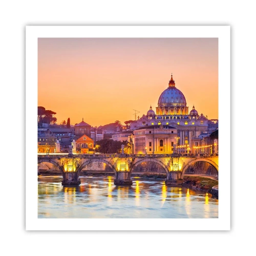 Affisch - Solnedgången över Den eviga staden - 60x60 cm