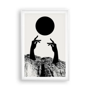 Affisch i vit ram - Surrealistisk komposition: solen och resten - 61x91 cm