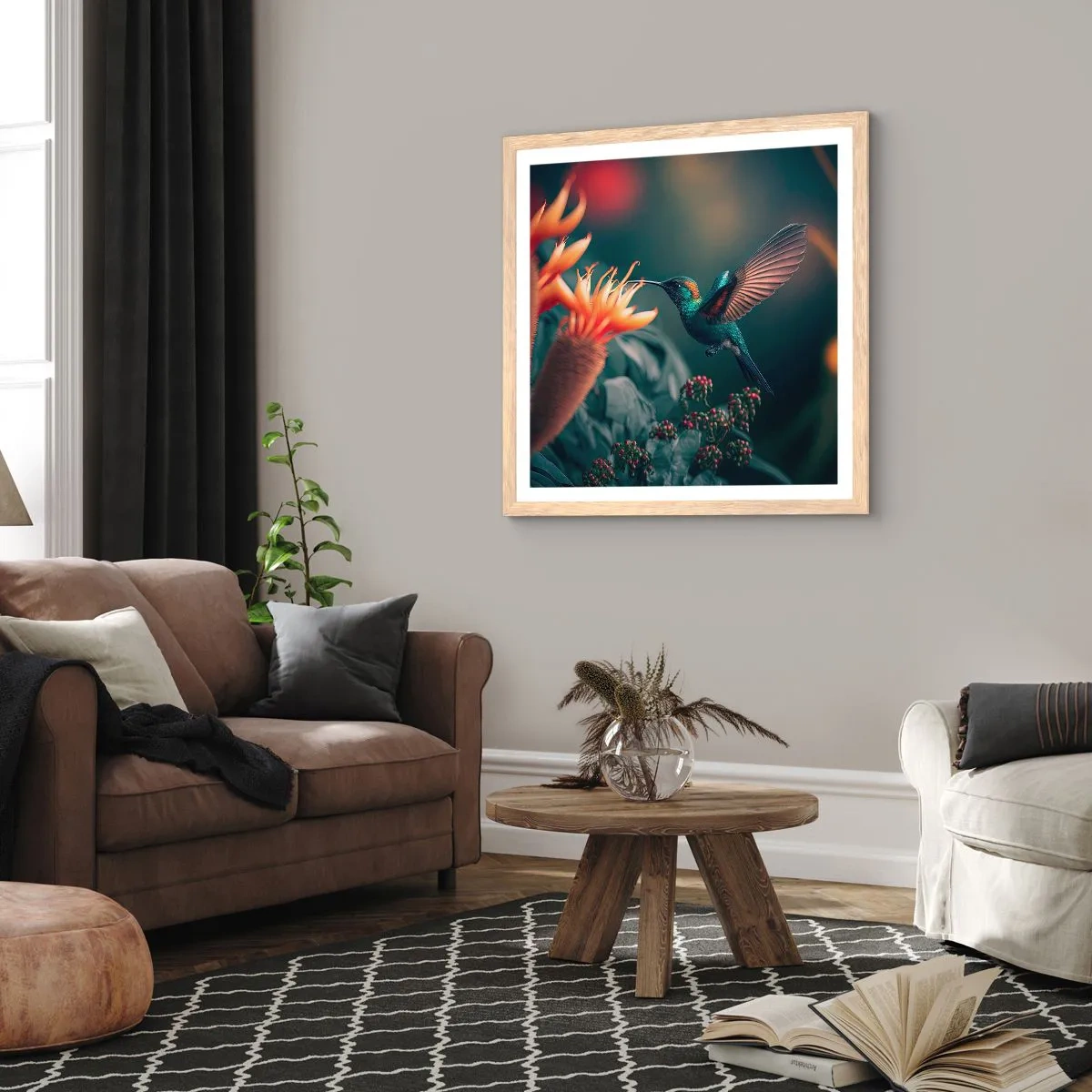 Affisch i ram av ljusek - Ett verkligt färgglatt liv - 50x50 cm