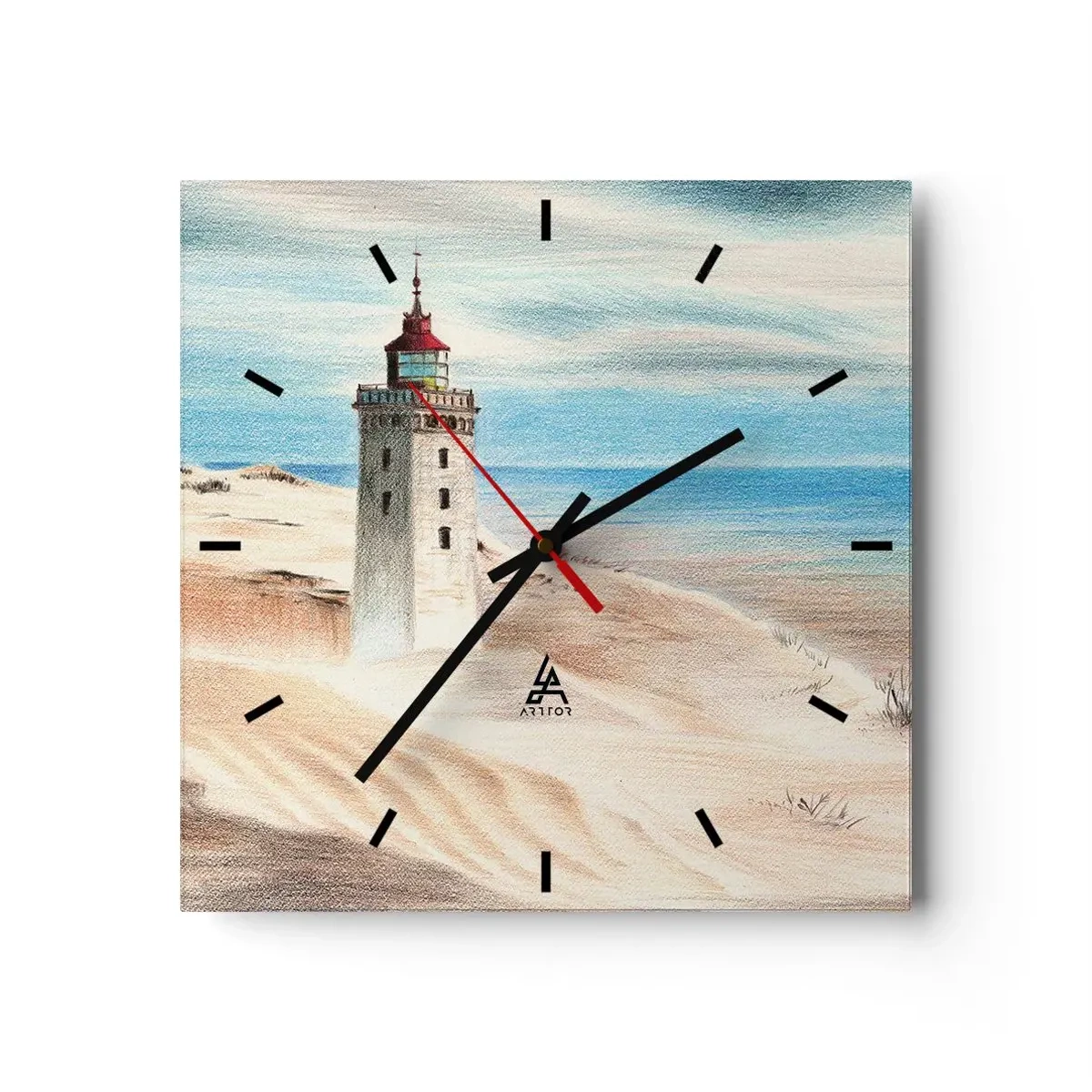 Väggklocka - Klocka på glas - Tittar alltid i havet - 30x30 cm