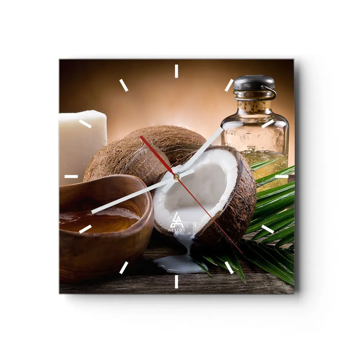 Väggklocka - Klocka på glas - Hälsa från tropiska öar - 40x40 cm