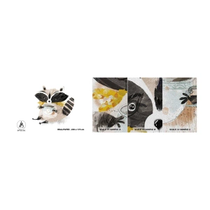 Provbit av fototapet Premium Sand - Min vän tvättbjörn - För barn, tvättbjörn, Grafik - 100x30 cm