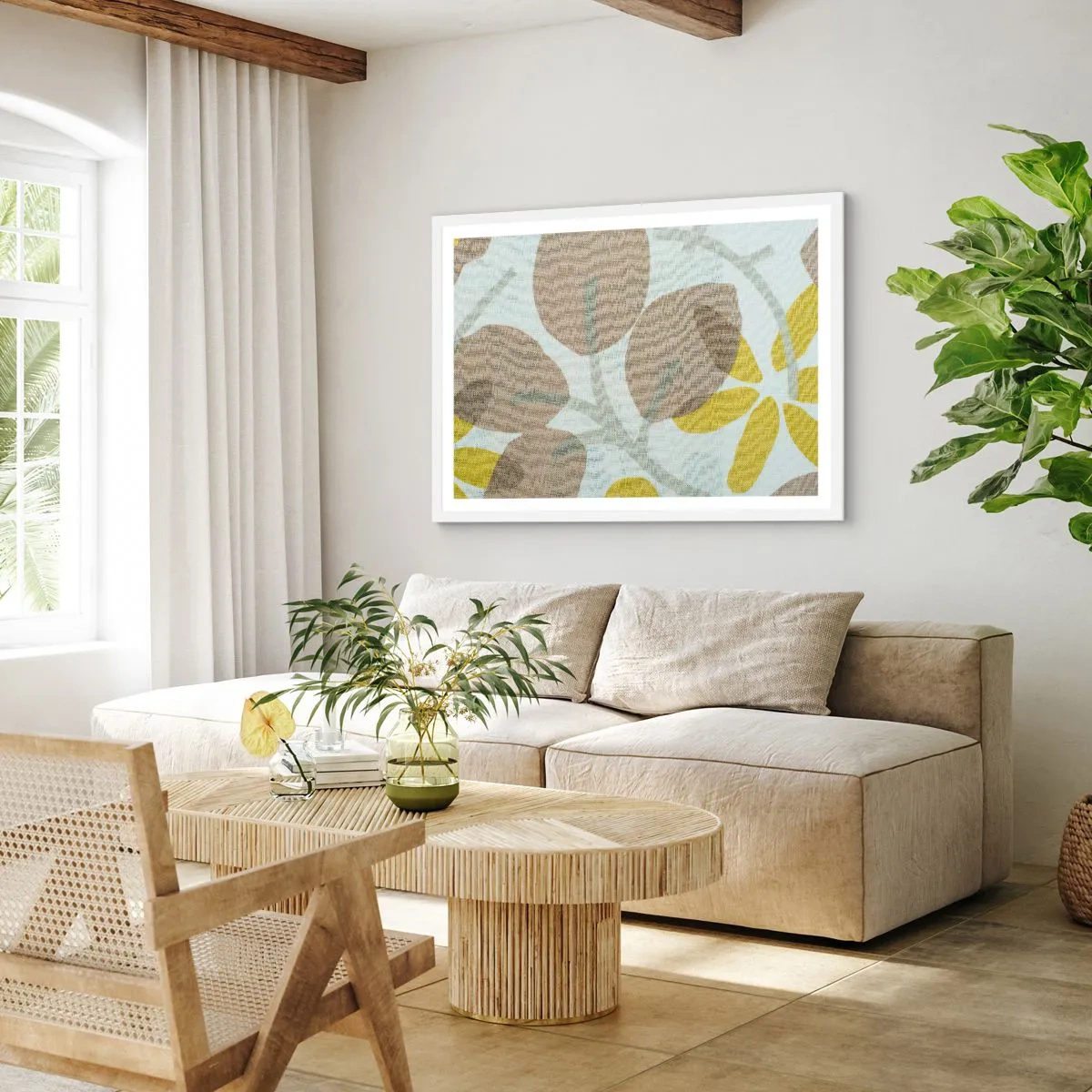 Affisch i vit ram - Komposition i solskenet - 70x50 cm