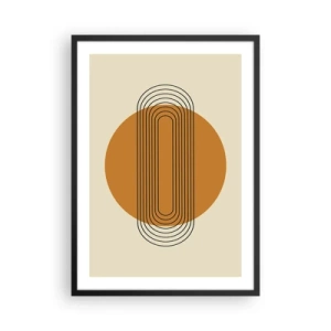 Affisch i svart ram - Geometriskt mönster med orangea cirklar och linjer - 50x70cm - Perfekt plan - Modern väggdekoration för vardagsrum och sovrum ARTTOR