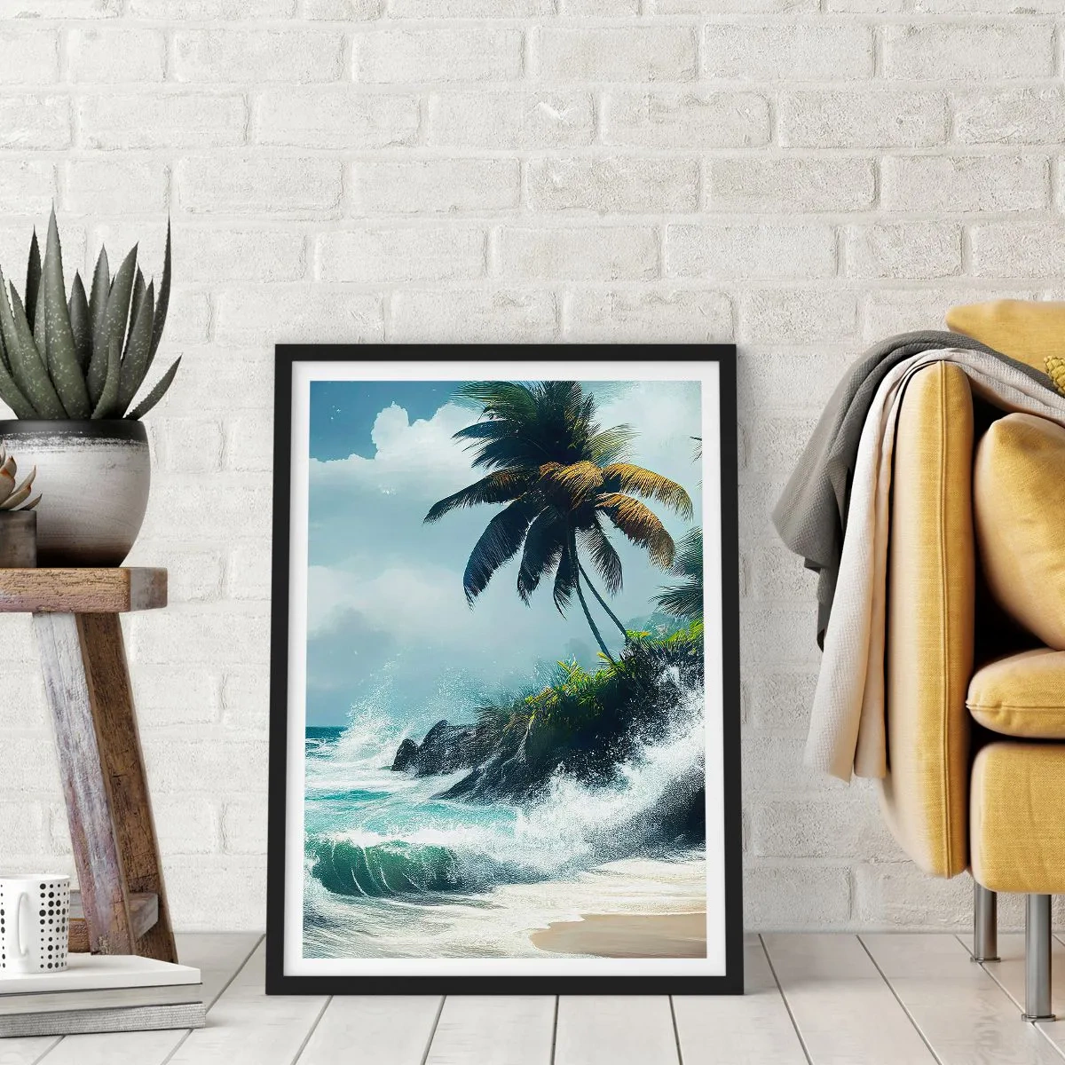 Affisch i svart ram - På en tropisk strand - 61x91 cm