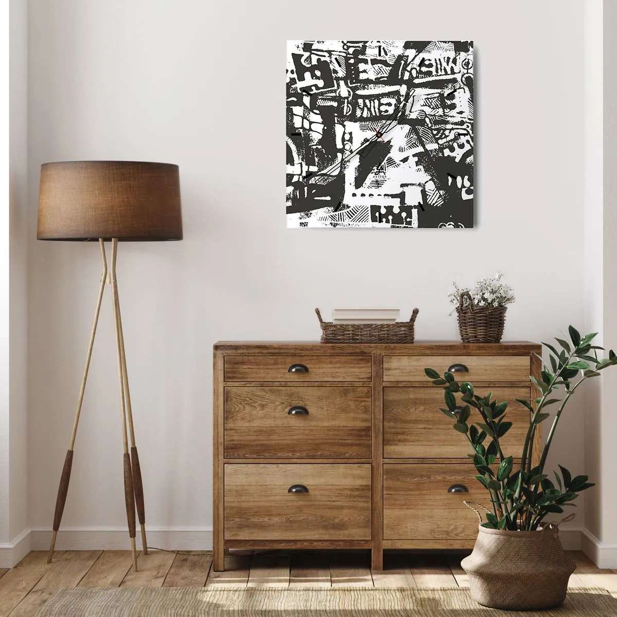 Väggklocka - Klocka på glas - Ordning eller kaos? - 30x30 cm