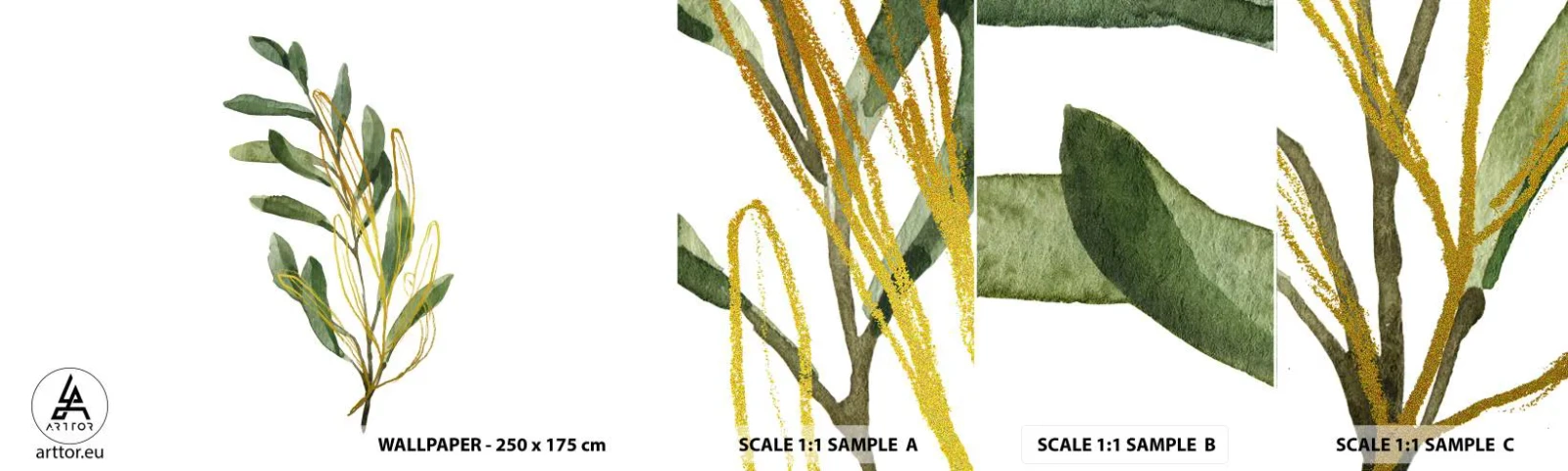 Provbit av självhäftande fototapet Deluxe Sticker - Allt som är gott - Löv, Oliv, Växt - 100x30 cm