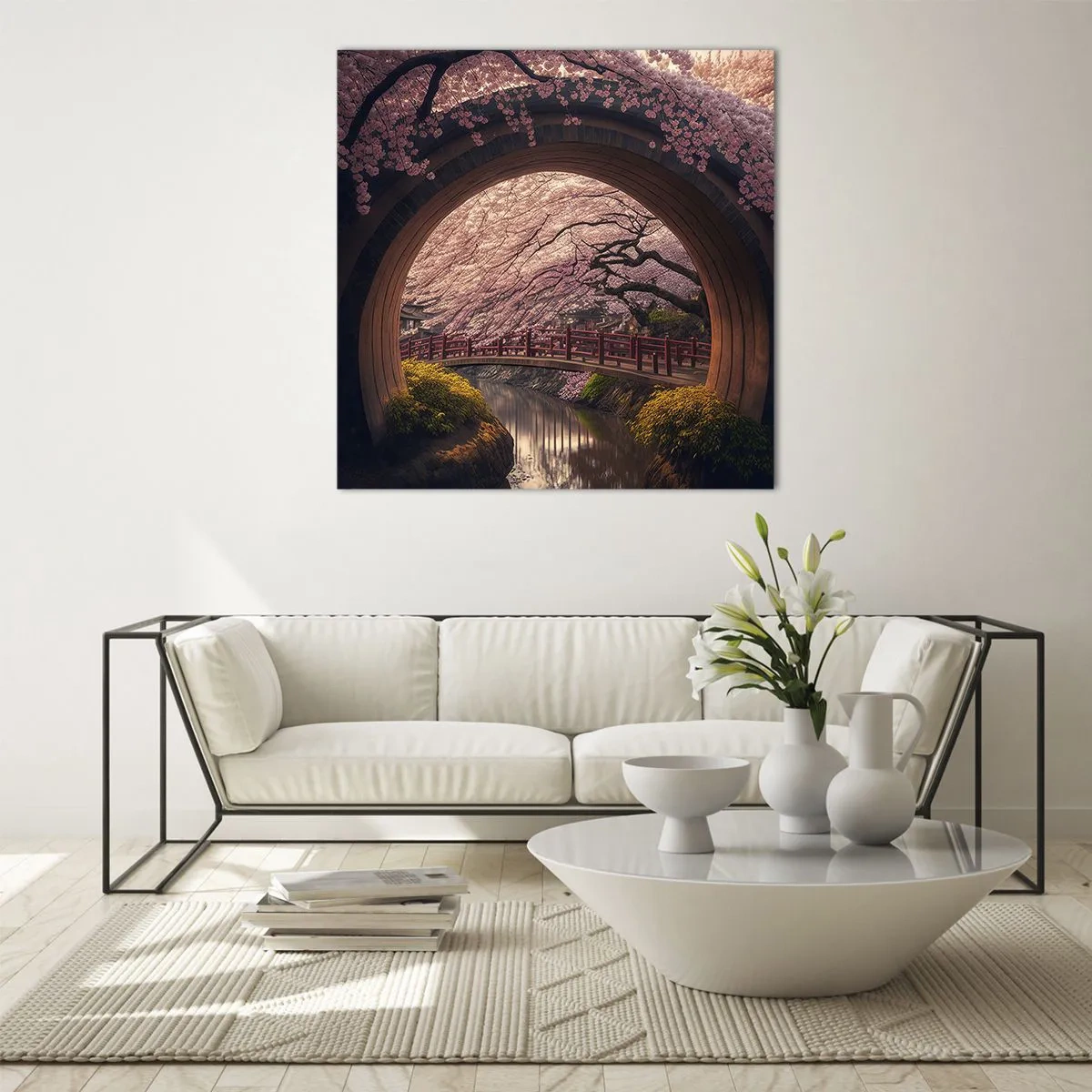 Glastavla - Bild på glas - Japansk vår - 70x70 cm