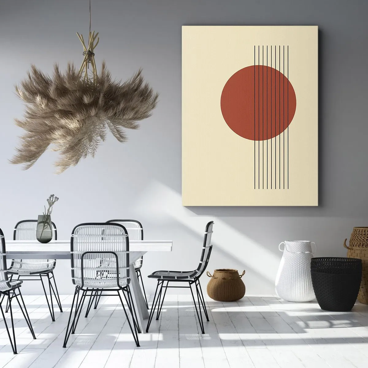 Canvastavla - Bild på duk - Cirkel och linjer - 50x70 cm