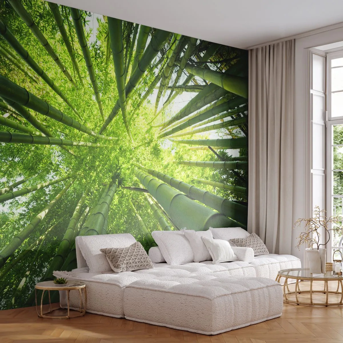Fototapet Standard Eco - I en bambushage - Bambuskog, Djungel, Bambu - 400x280 cm