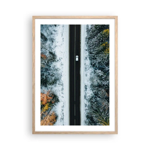 Affisch i ram av ljusek - Genom vinterskogen - 50x70 cm