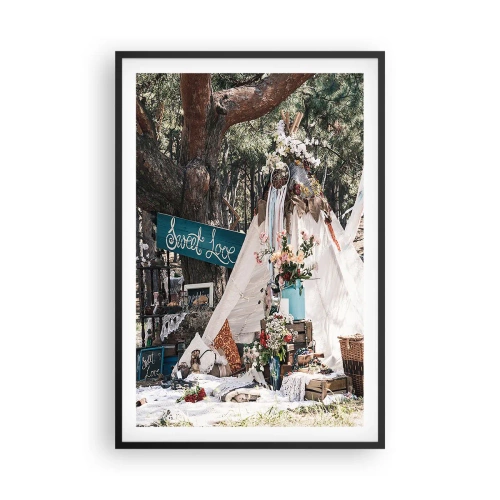 Affisch i svart ram - Make love… - 61x91 cm