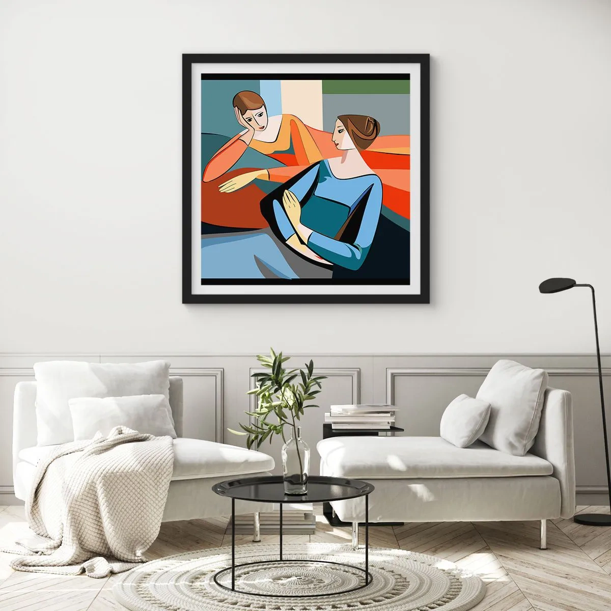 Affisch i svart ram - Ett ögonblick av förtrolighet - 40x40 cm