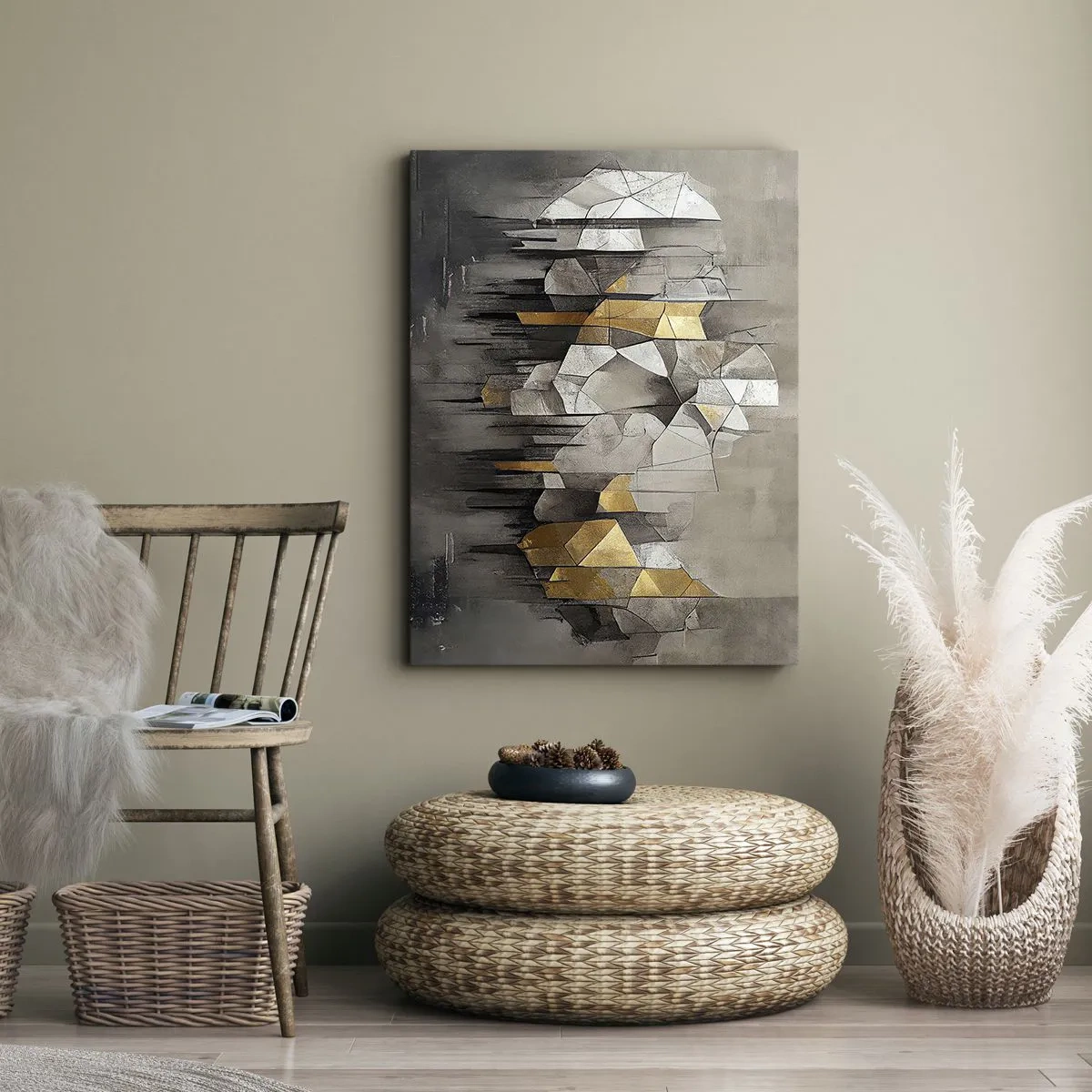 Canvastavla - Bild på duk - Komposition av is och ljus - 45x80 cm