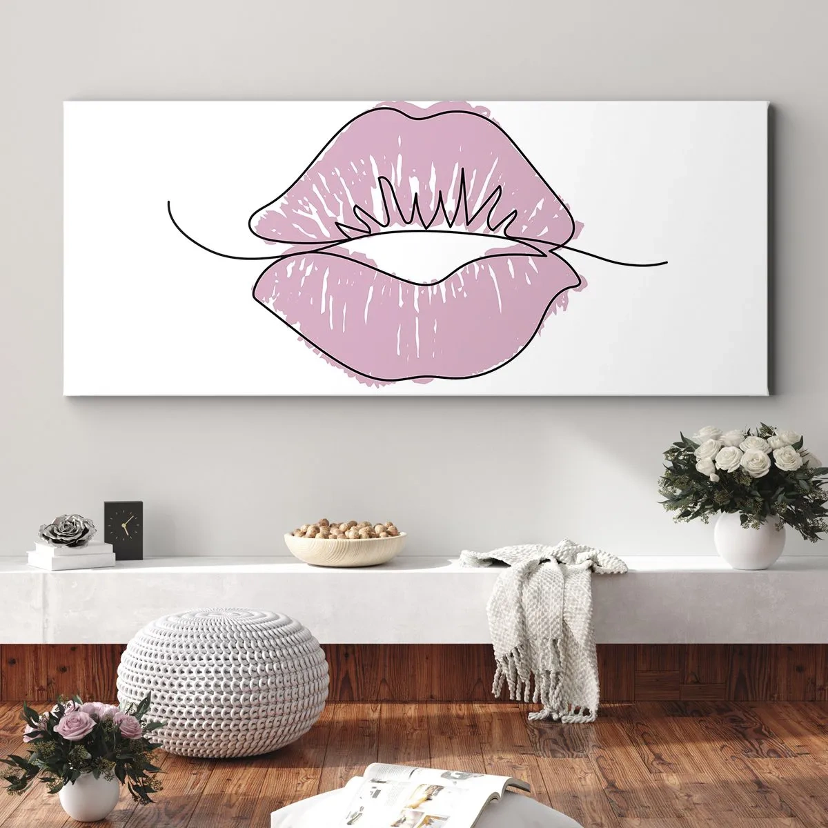 Canvastavla - Bild på duk - Redo att kyssas? - 100x40 cm