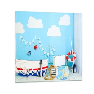 Glastavla - Bild på glas - Barnlängtan till naturen - 30x30 cm