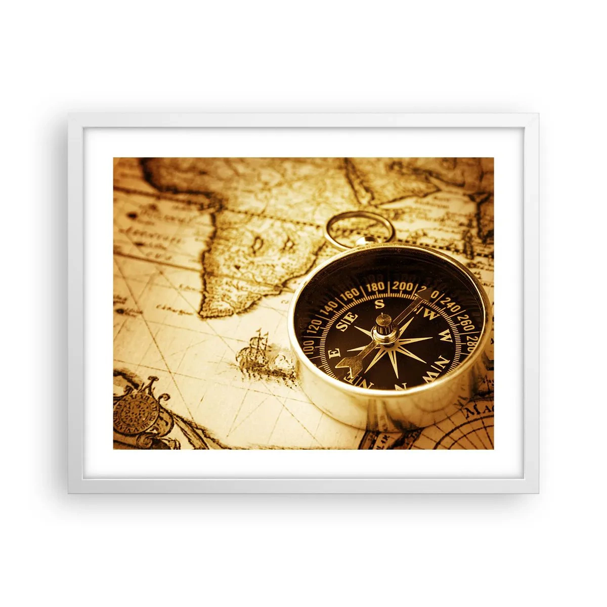 Affisch i vit ram - Västerut eller österut? - 50x40 cm
