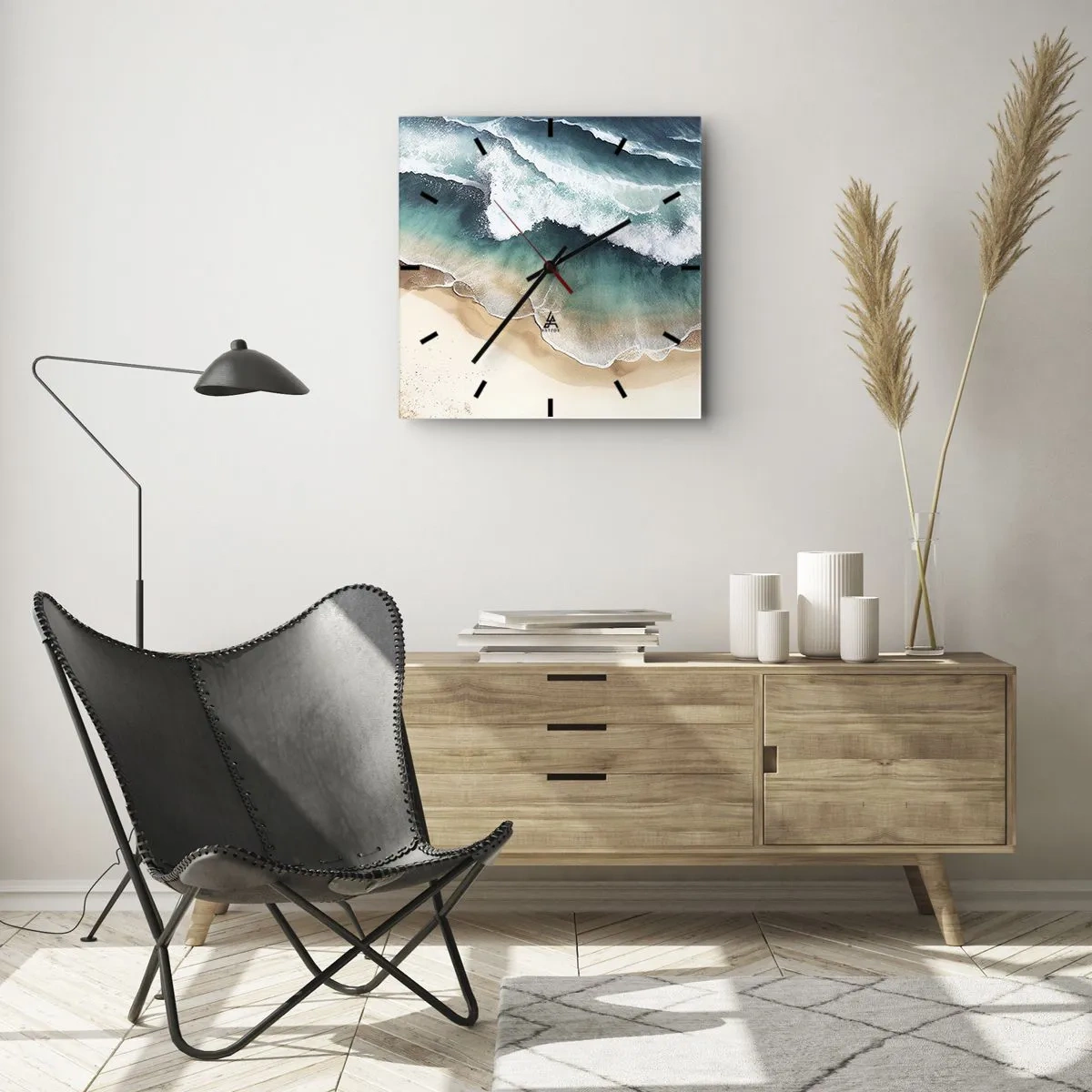 Väggklocka - Klocka på glas - Ett evigt möte - 40x40 cm