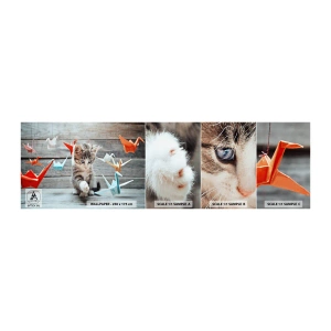 Fototapet Prov Standard Eco - Första lektionen - Djur, Katt, Origami - 100x30 cm