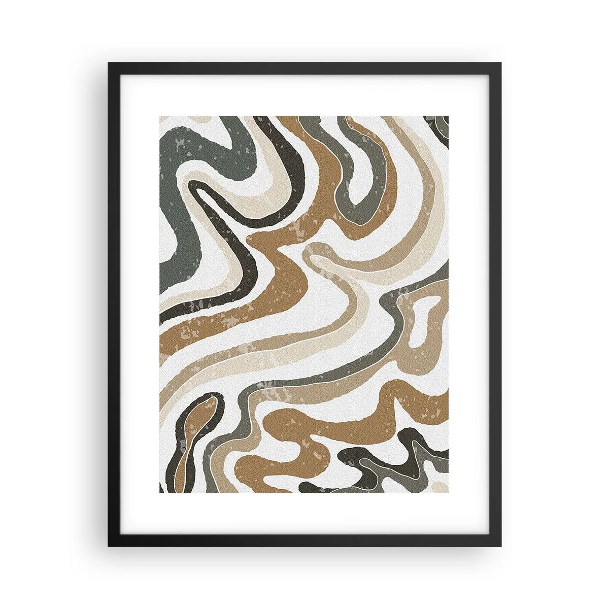 Affisch i svart ram - Meandrar av jordnära färger - 40x50 cm