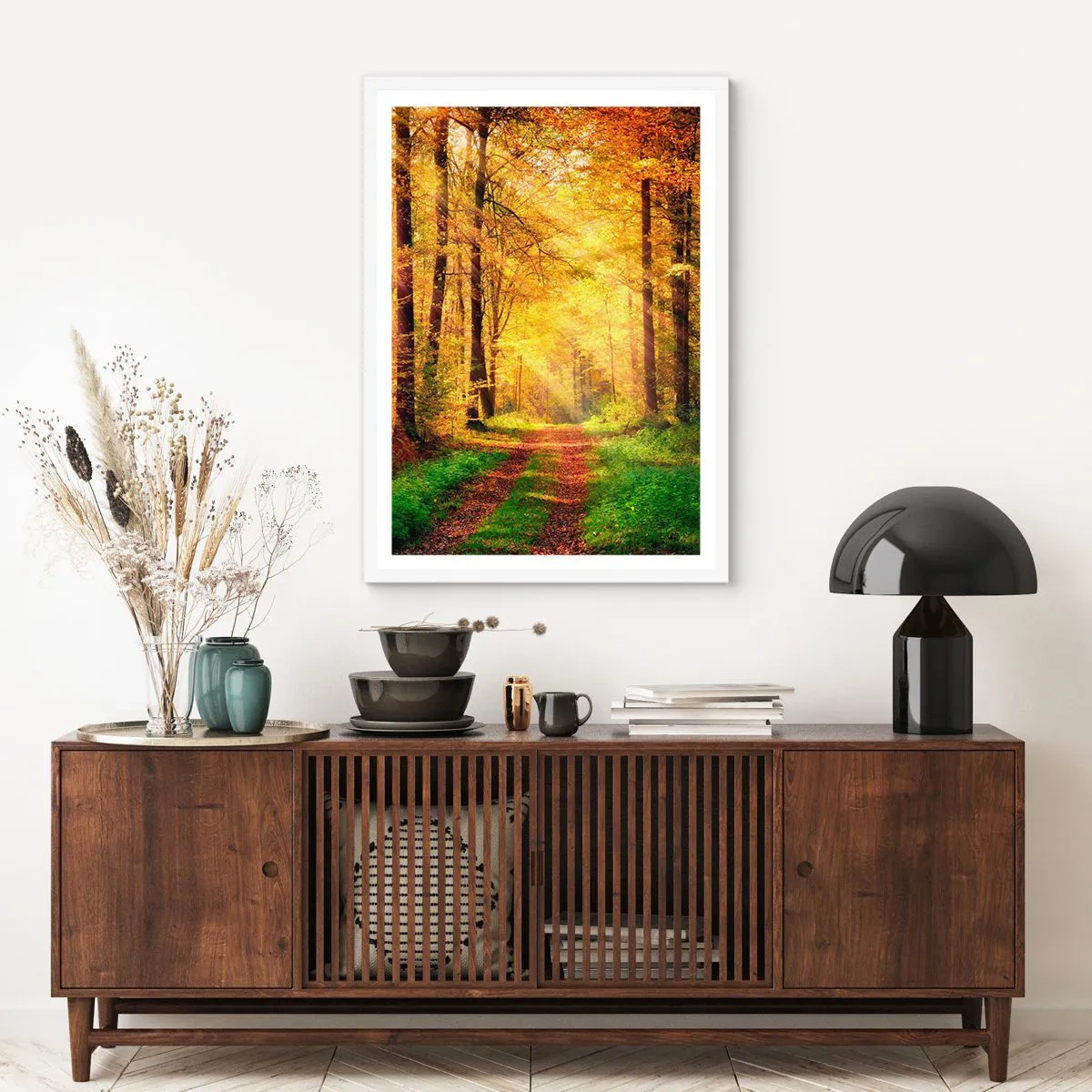 Affisch i vit ram - Skogsguld tystnad - 61x91 cm