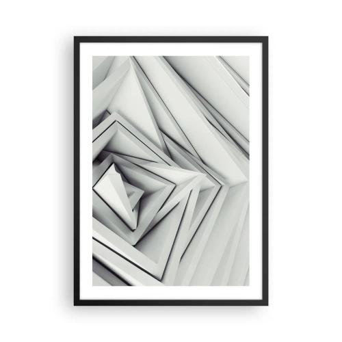 Affisch i svart ram - Abstrakt komposition av geometriska trianglar i 3D - 50x70cm - Blommande vassa kanter - Modern väggdekoration för vardagsrum och sovrum ARTTOR