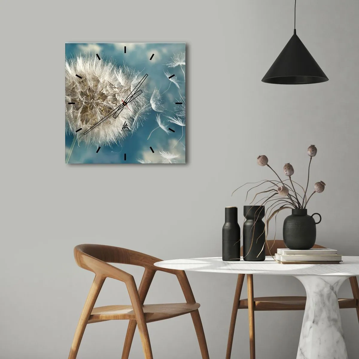 Väggklocka - Klocka på glas - Ängelns andetag - 40x40 cm